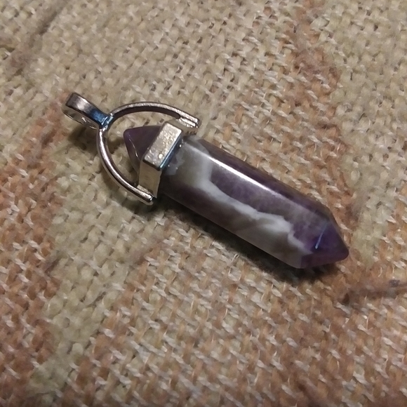 Chevron amethyst Crystal Point pendant - Picture 2 of 2